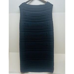 Evan Picone Dark Navy‎ Blue Sleeveless Sheath Dress Ruffled Fully Lined Size 1X